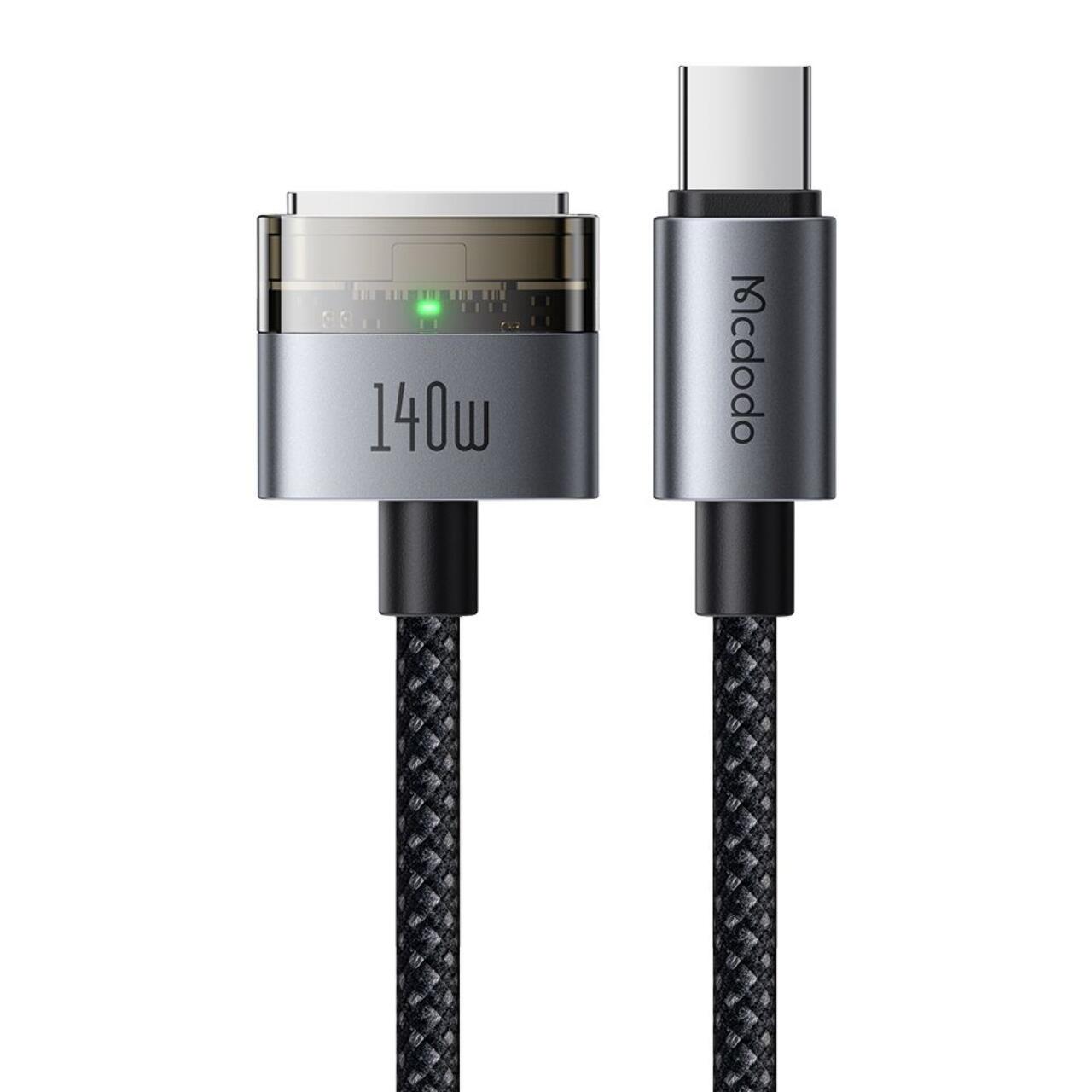 Laptop, Tablete & Telefoane - Mcdodo Cablu Type-C la MagSafe 3 pentru MacBook, Fast Charger 140W, Indicator LED, 2m, Negru