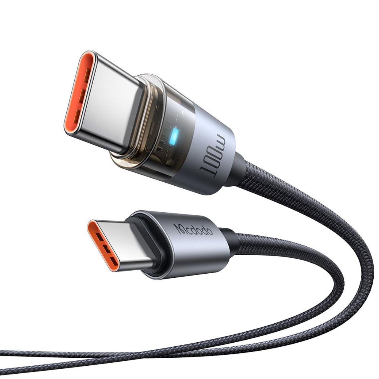 Mcdodo Cablu Type-C la Type-C Fast Charging, 100W, LED, 1.2m, Negru [4]