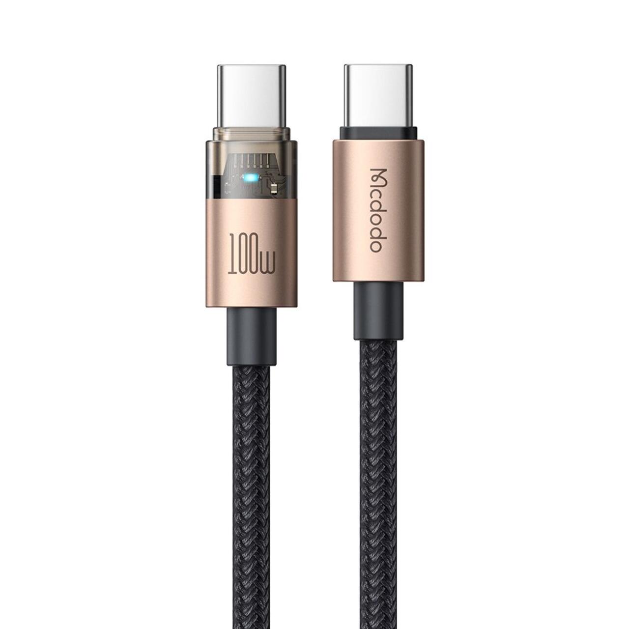 Mcdodo Cablu Type-C la Type-C Fast Charging, 100W, LED, 1.2m, Desert Gold [1]