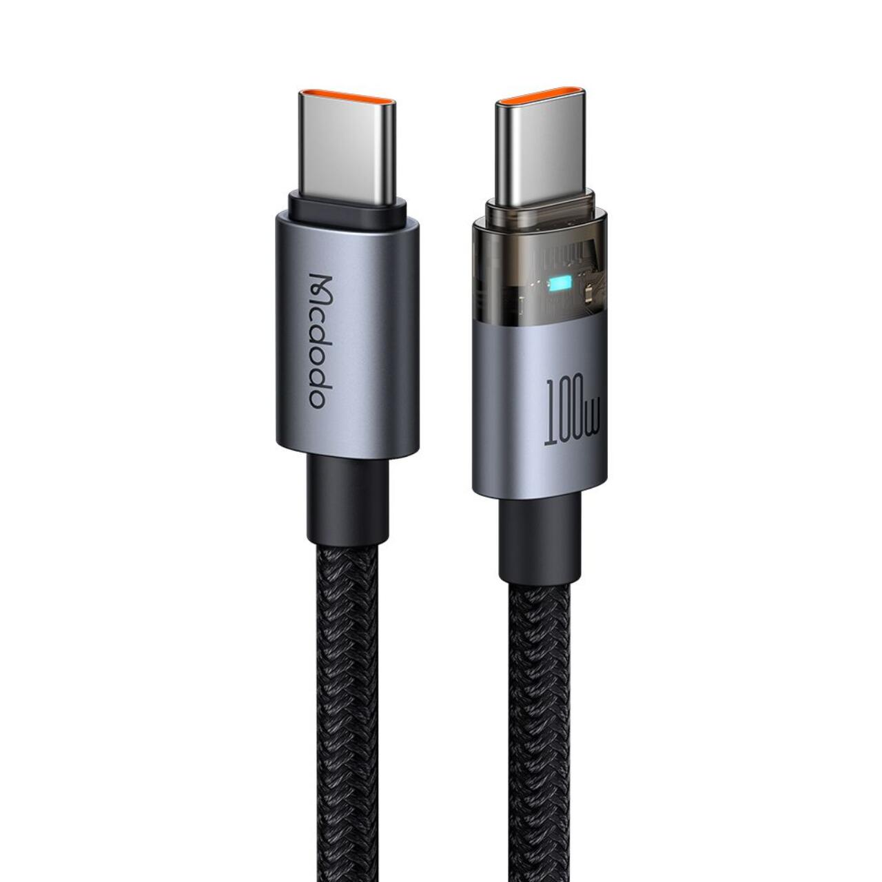 Mcdodo Cablu Type-C la Type-C Fast Charging, 100W, LED, 1.2m, Negru [6]