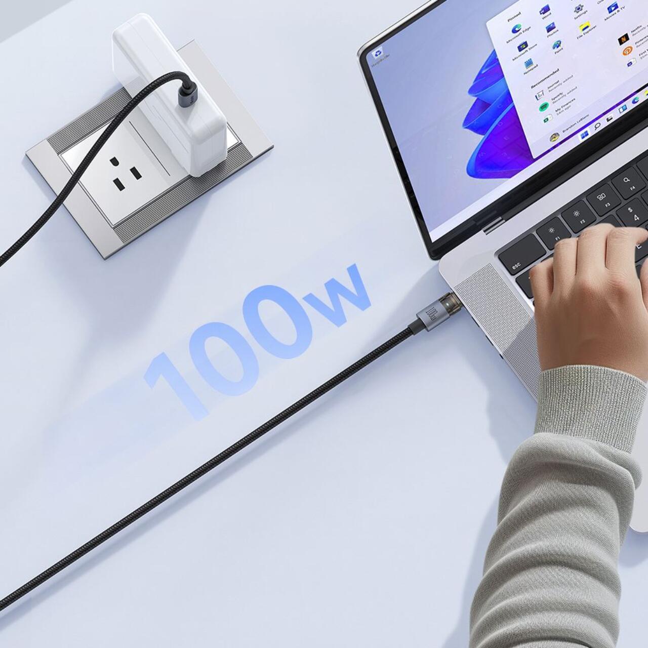 Mcdodo Cablu Type-C la Type-C Fast Charging, 100W, LED, 1.2m, Negru [3]