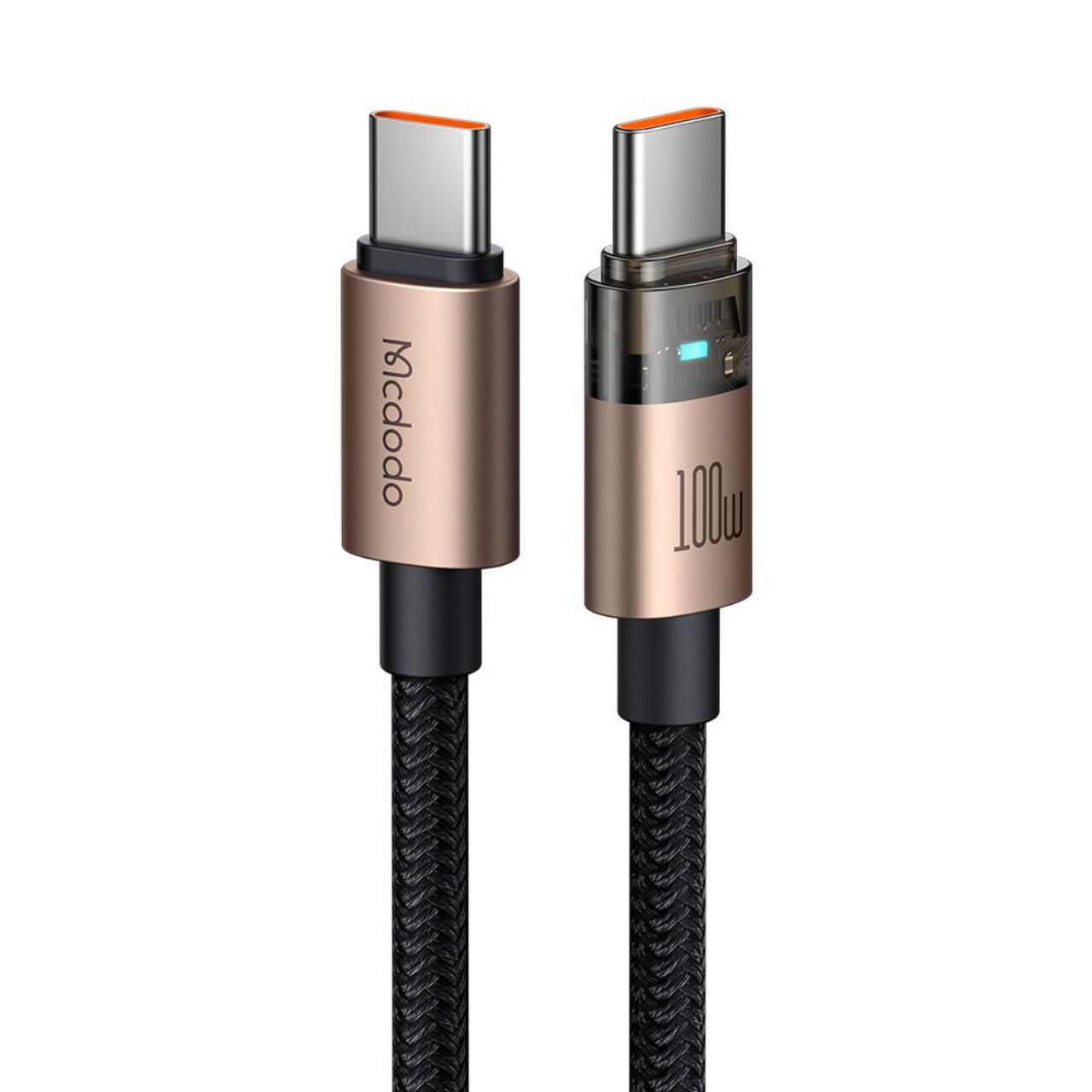 Laptop, Tablete & Telefoane - Mcdodo Cablu Type-C la Type-C Fast Charging, 100W, LED, 1.2m, Desert Gold