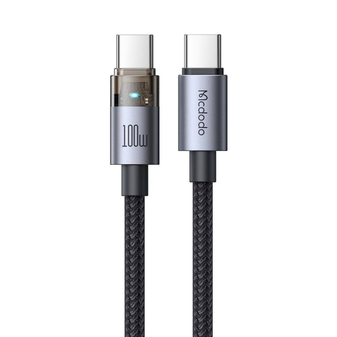 Laptop, Tablete & Telefoane - Mcdodo Cablu Type-C la Type-C Fast Charging, 100W, LED, 1.2m, Negru