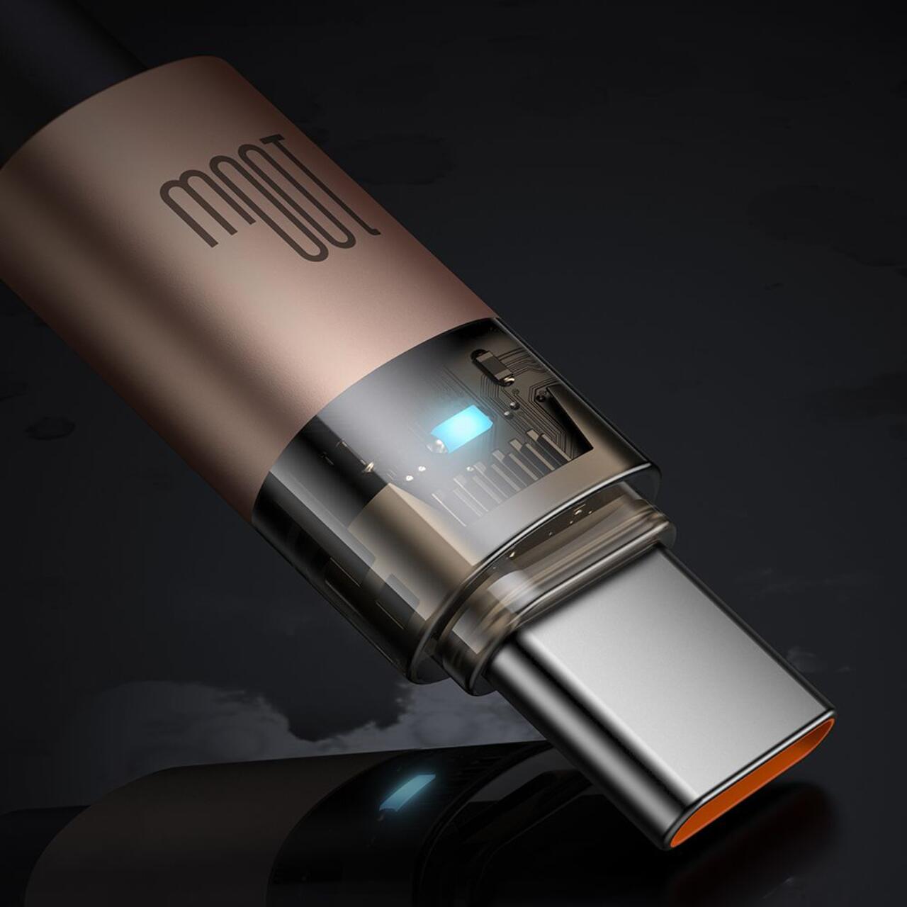 Mcdodo Cablu Type-C la Type-C Fast Charging, 100W, LED, 1.2m, Desert Gold [3]