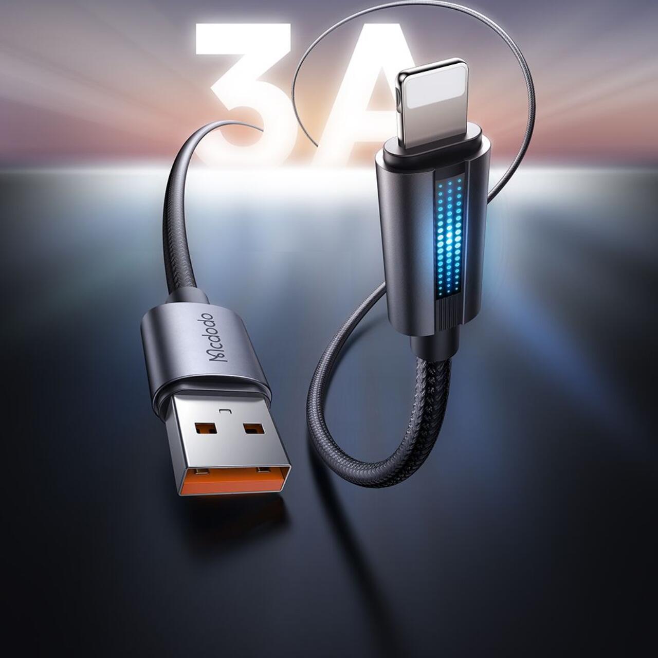 Mcdodo Cablu USB-A la Lightning Fast Charging, 3A LED, 1.2m Negru [1]