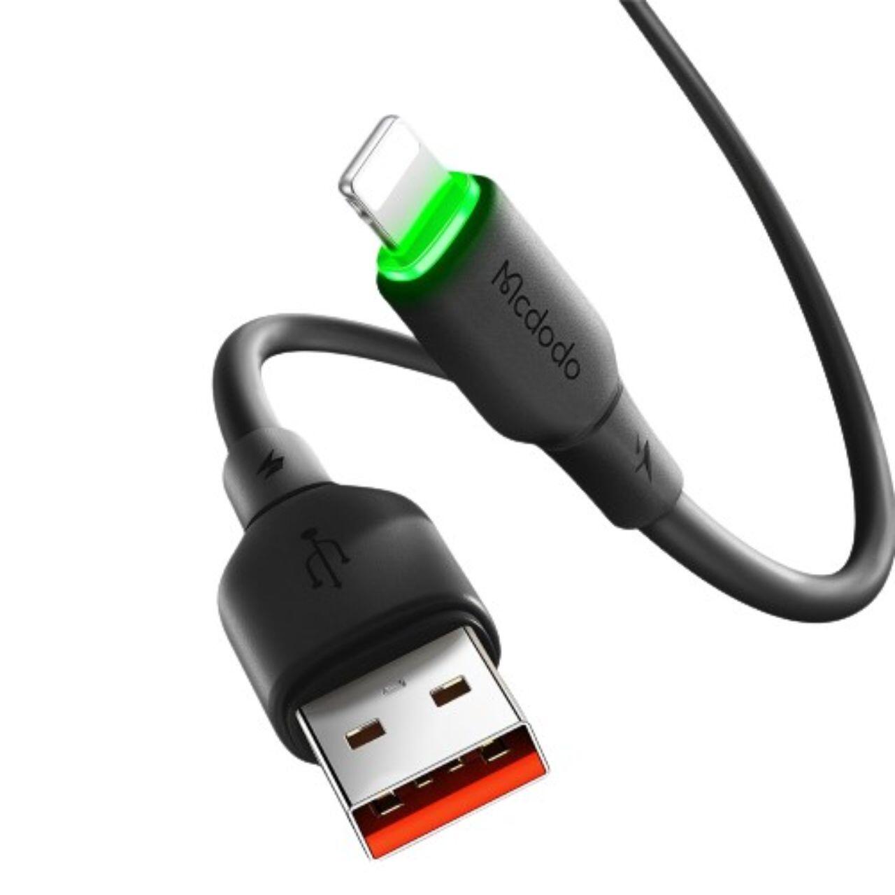 Mcdodo Cablu USB la Lightning Alpha Series Silicone Fast Charging, LED, 1.2m, Negru [5]