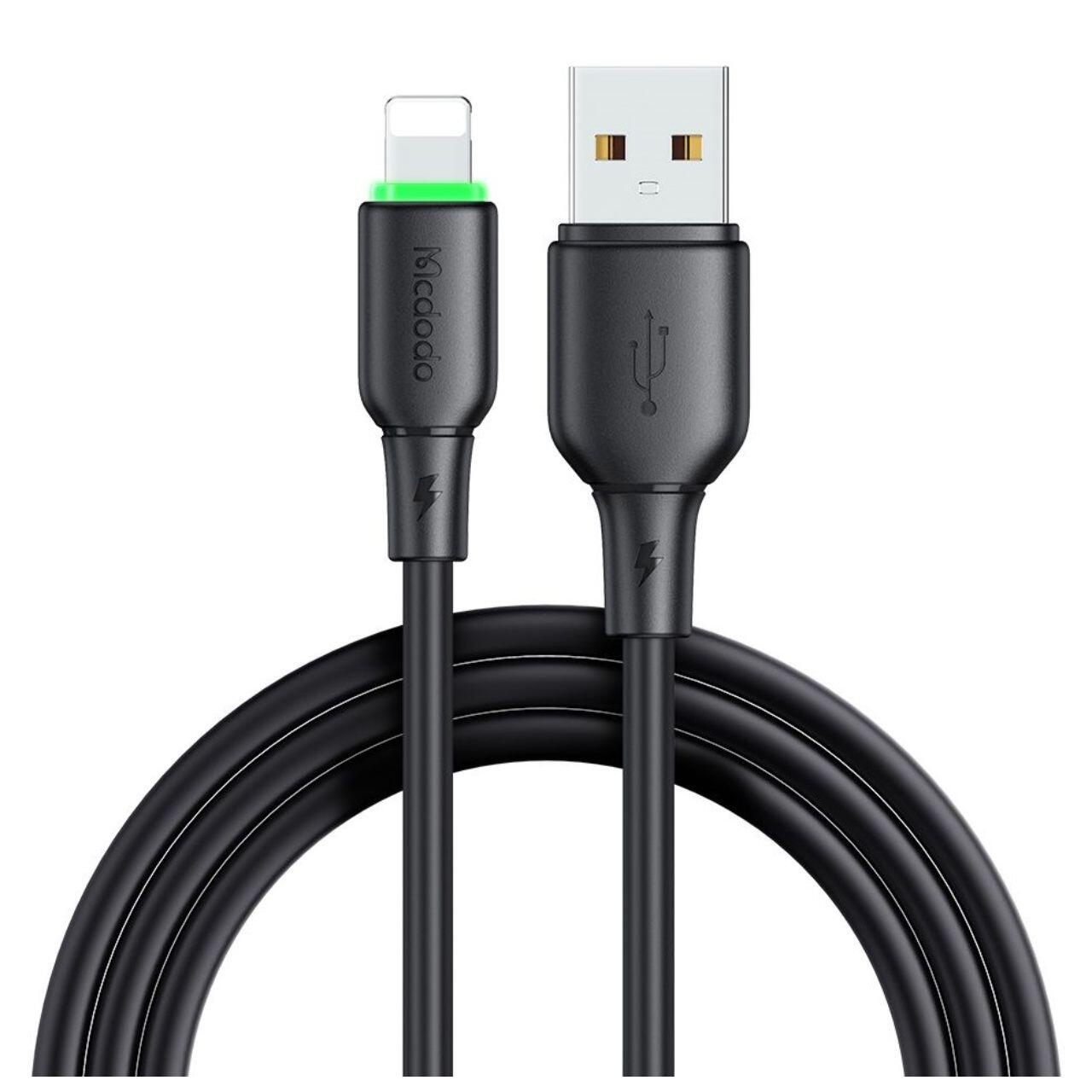 Mcdodo Cablu USB la Lightning Alpha Series Silicone Fast Charging, LED, 1.2m, Negru [1]