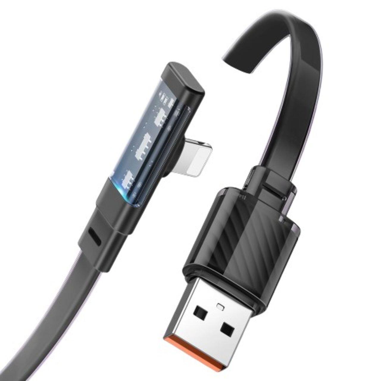 Mcdodo Cablu USB la Lightning Dichromatic 90 grade, Fast Charging, LED, 3A, 1.8m, Negru [5]