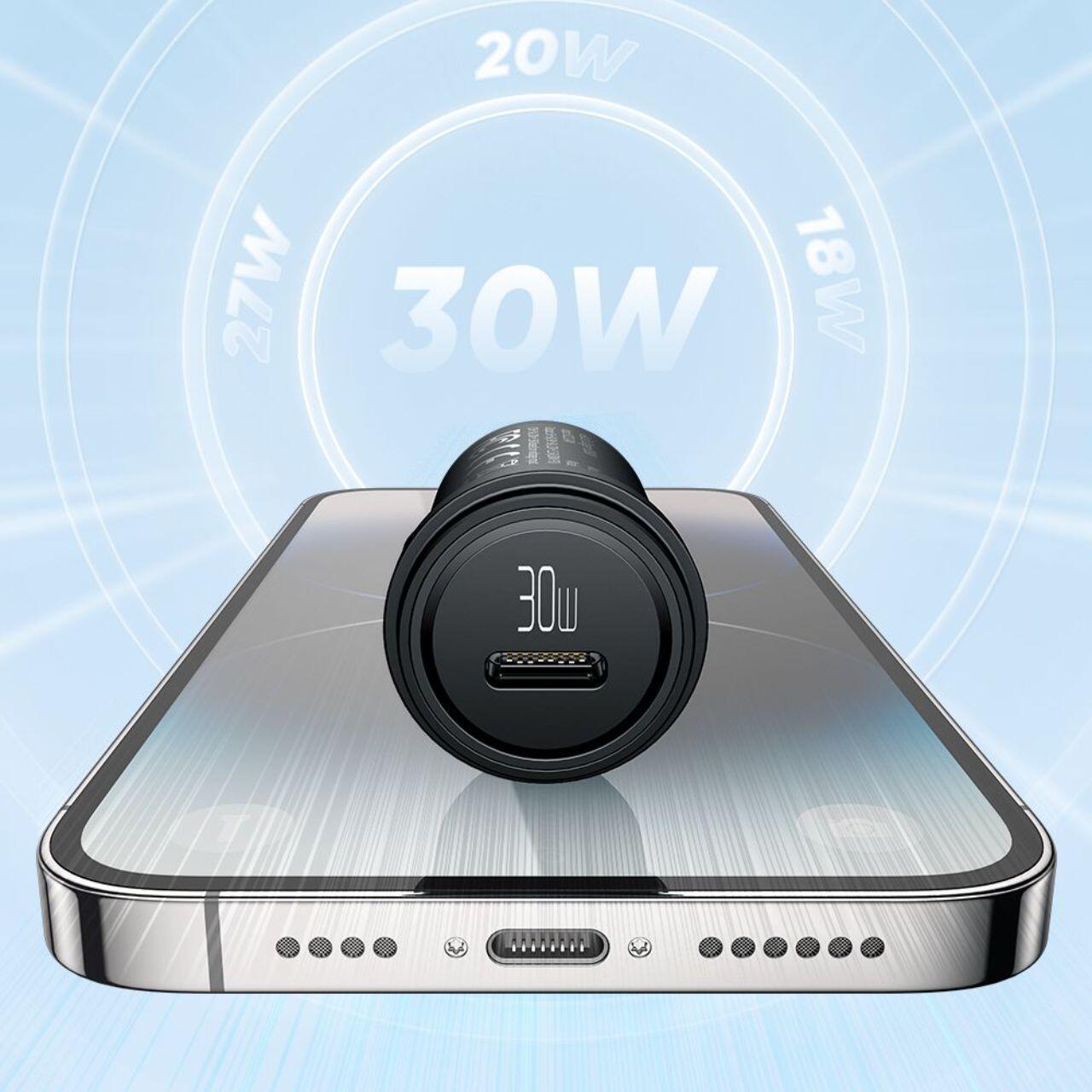 Mcdodo Set Incarcator Auto 1xType-C Fast Charging PD 30W, cablu Type-C la Lightning 1.2m Negru [7]