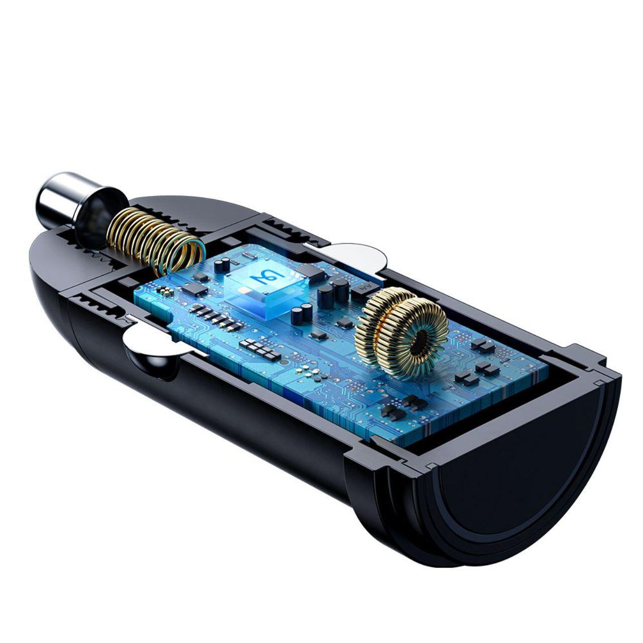Mcdodo Set Incarcator Auto 1xType-C Fast Charging PD 30W, cablu Type-C la Lightning 1.2m Negru [11]