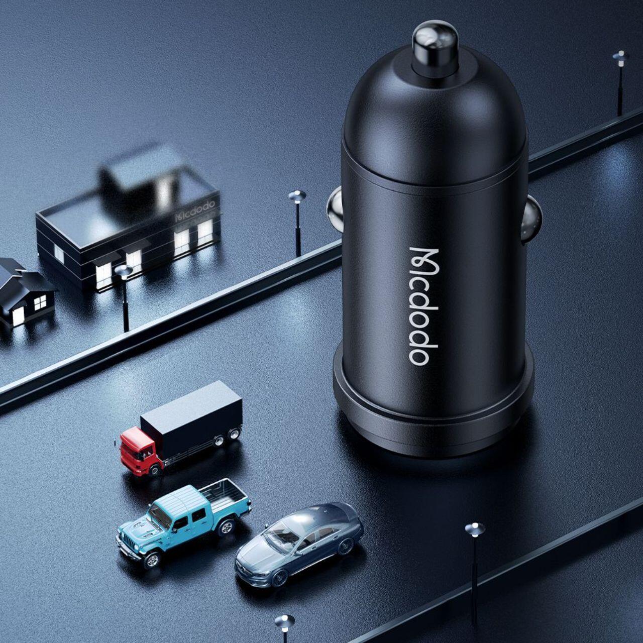 Mcdodo Set Incarcator Auto 1xType-C Fast Charging PD 30W, cablu Type-C la Lightning 1.2m Negru [1]