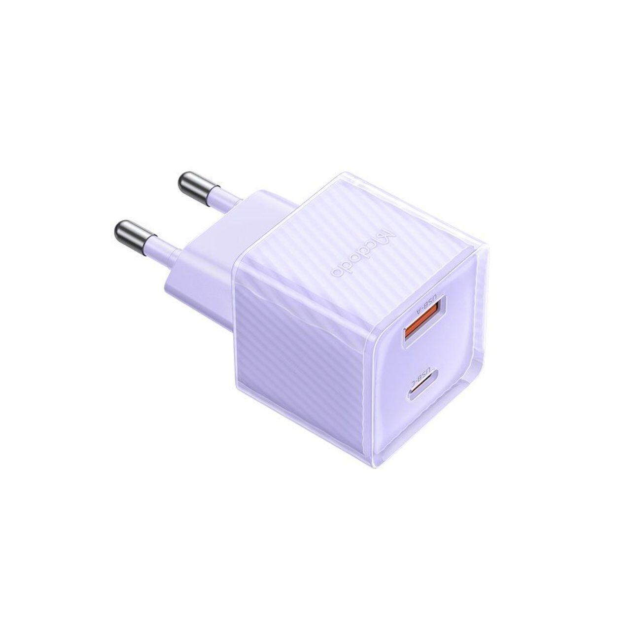 Laptop, Tablete & Telefoane - Mcdodo Incarcator Retea Dual Port Type-C si USB-A Dichromatic, Fast Charging PD 33W, Mov