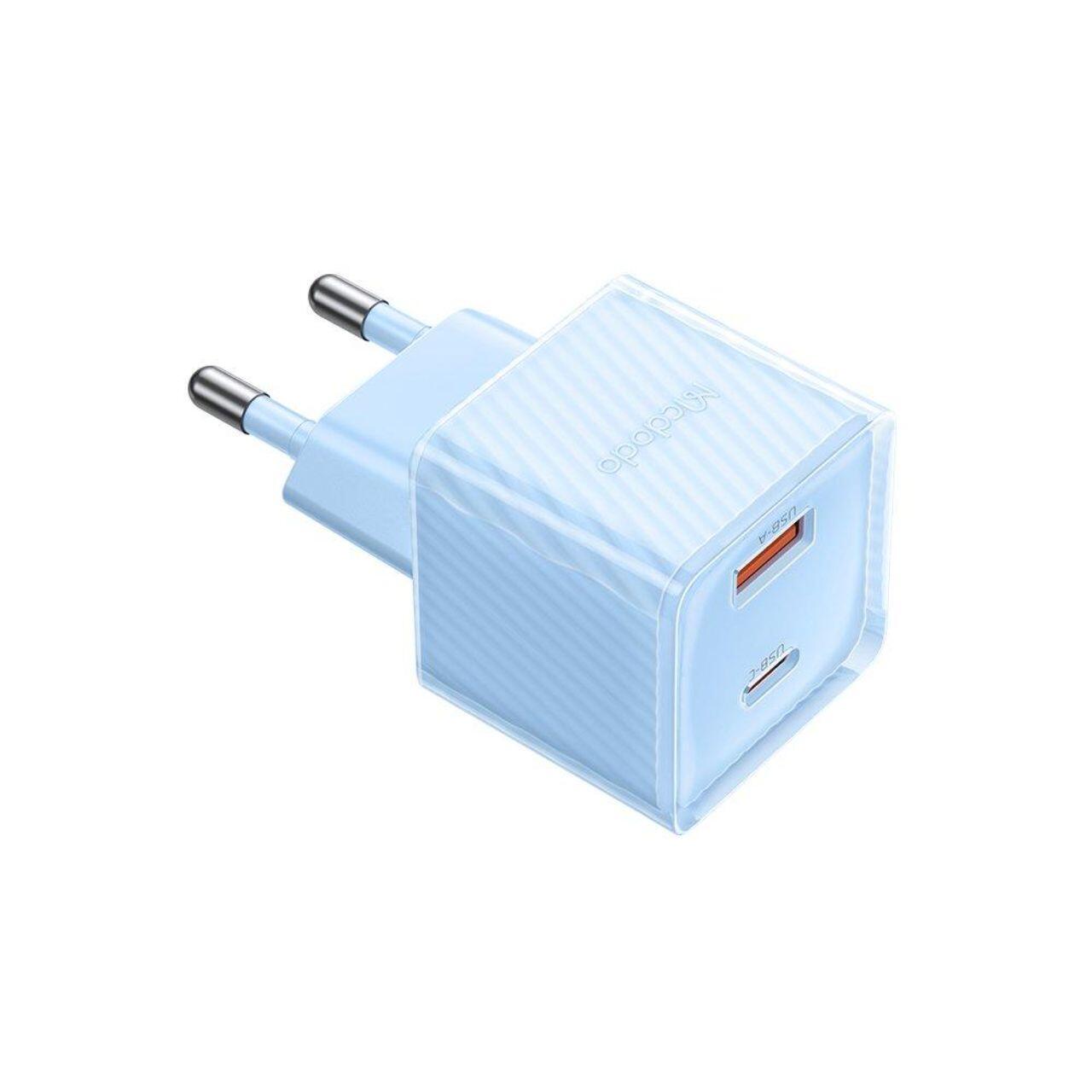 Mcdodo Incarcator Retea Dual Port Type-C si USB-A Dichromatic, Fast Charging PD 33W, Albastru [2]