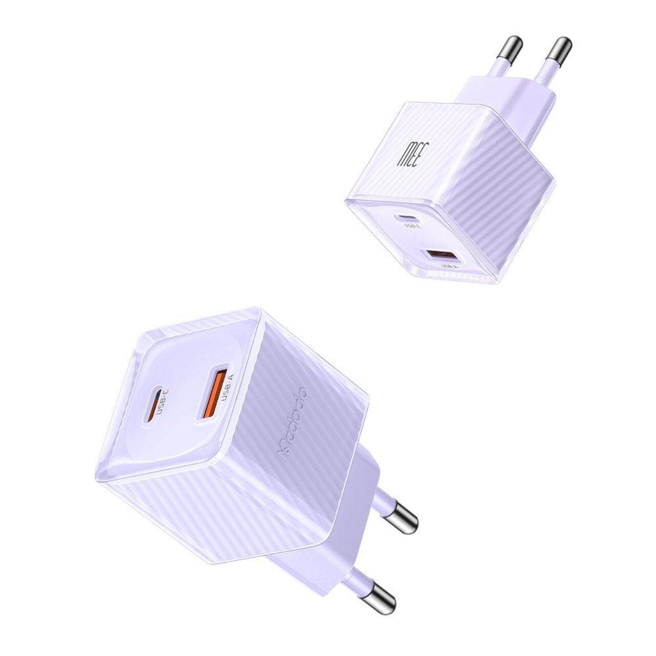 Mcdodo Incarcator Retea Dual Port Type-C si USB-A Dichromatic, Fast Charging PD 33W, Mov [3]