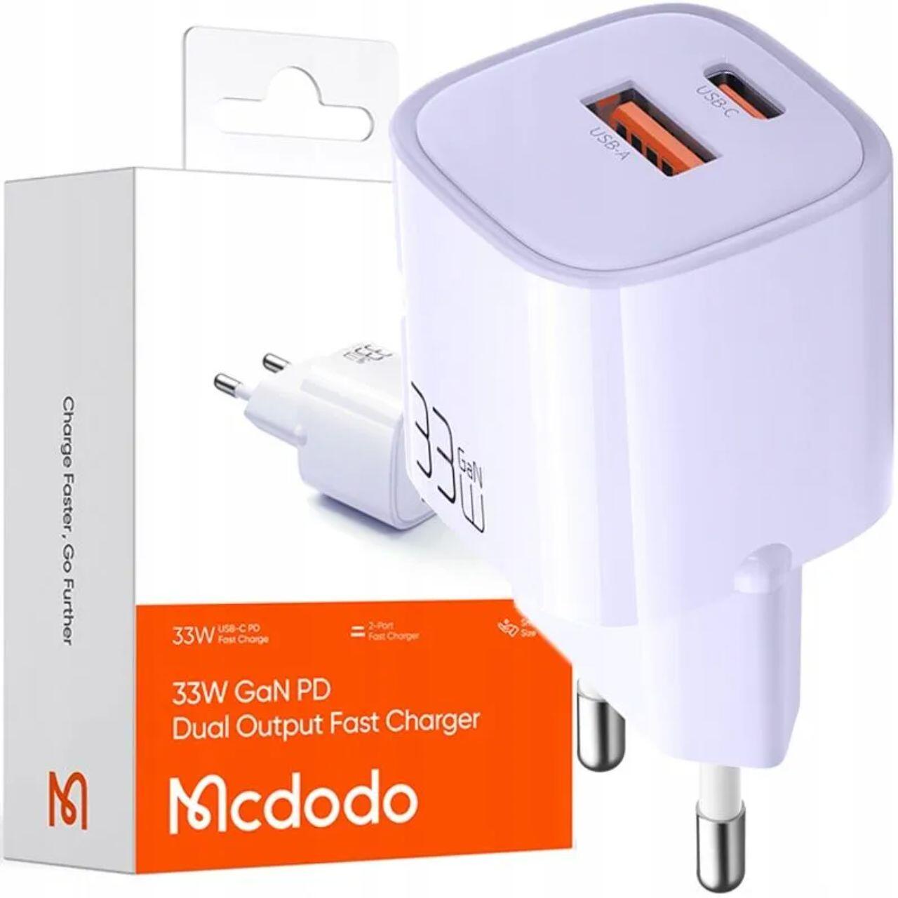 Mcdodo Incarcator Retea Dual Port USB-A si Type-C Nano Series GaN Fast Charging PD, 33W, Mov [3]