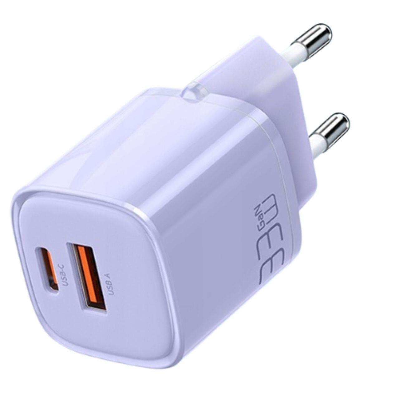 Laptop, Tablete & Telefoane - Mcdodo Incarcator Retea Dual Port USB-A si Type-C Nano Series GaN Fast Charging PD, 33W, Mov