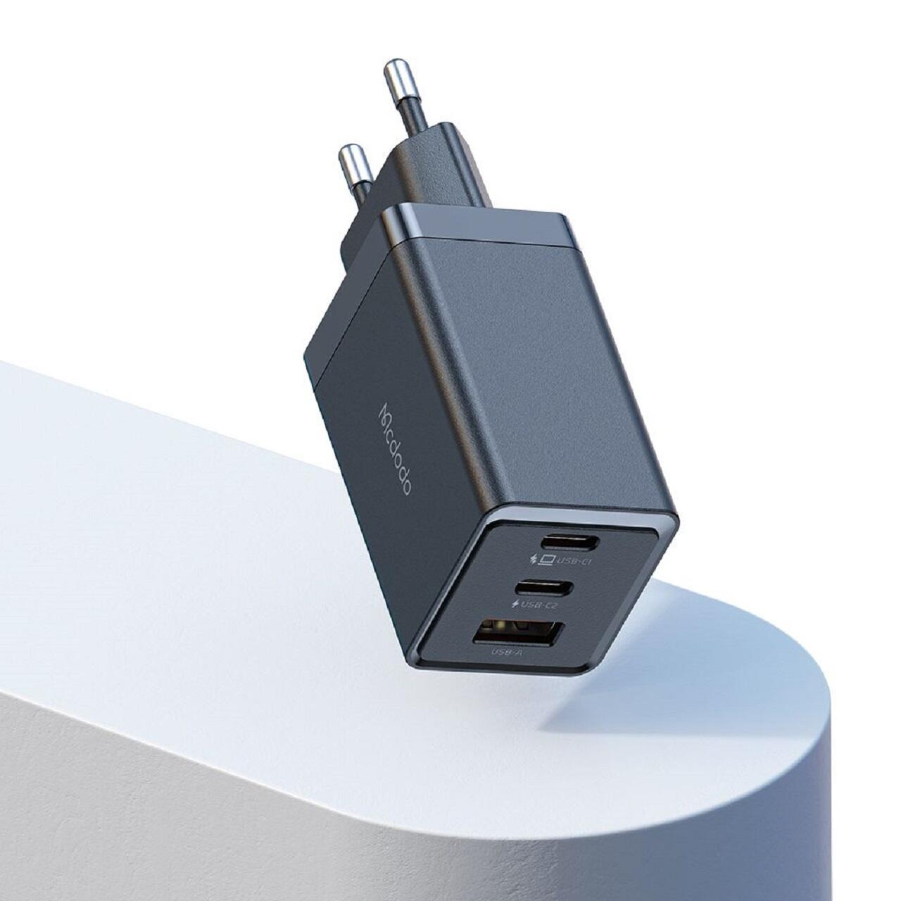 Mcdodo Incarcator Retea GaN5 Mini Pro Fast Charger 67W,  Port 2xType-C+ 1xUSB-A, Plug EU, Black [3]