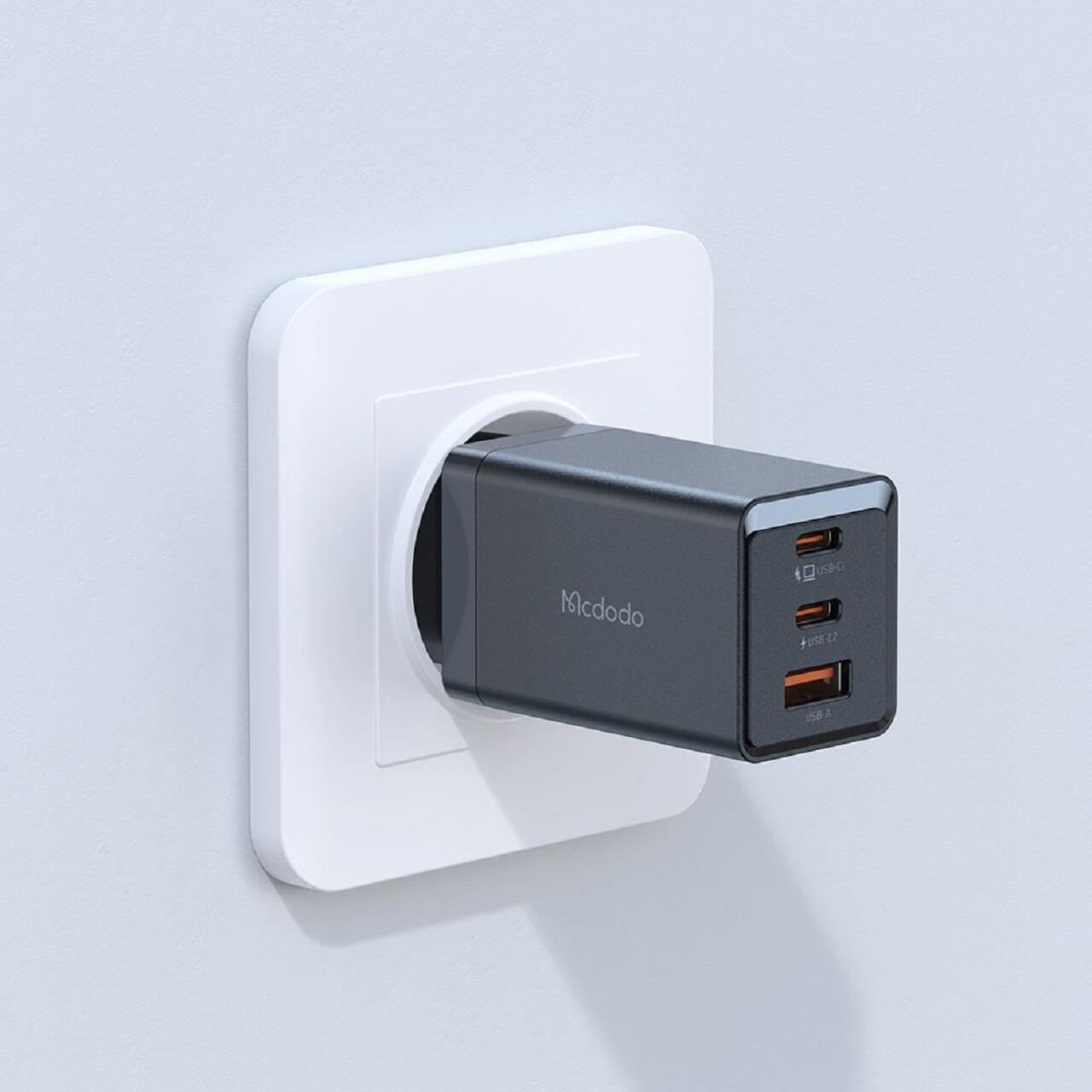 Mcdodo Set Incarcator Retea GaN5 Mini Pro Fast Charger 67W, Port 2xType-C+ 1xUSB-A, cablu Type-C, 2 m, Black [8]