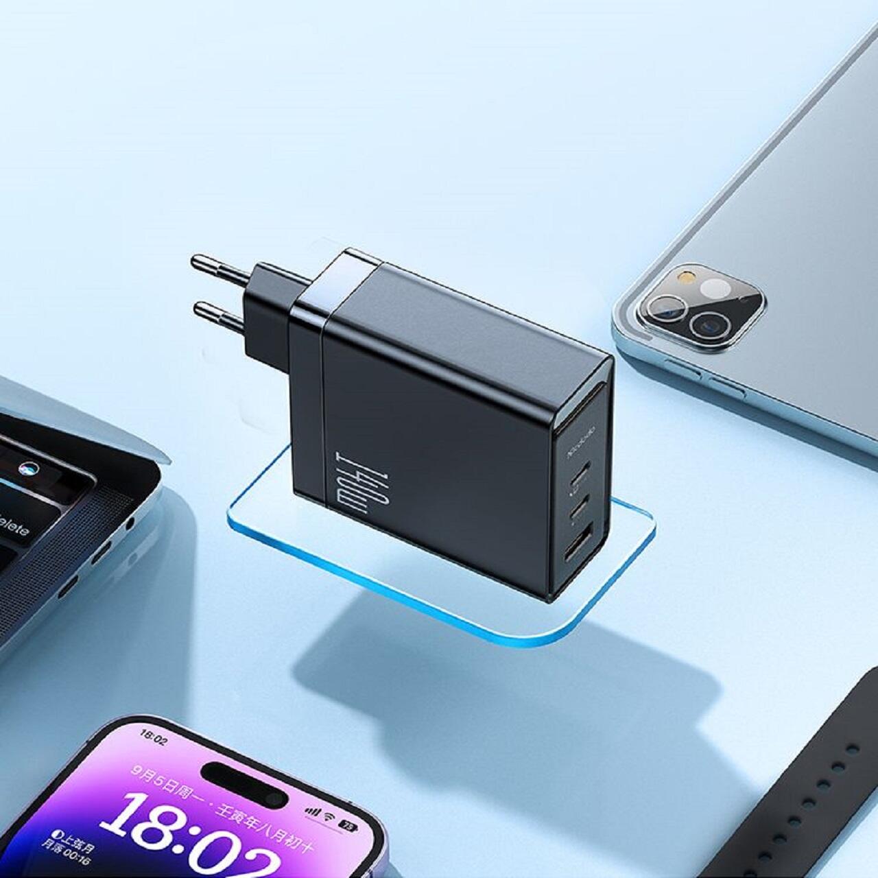 Mcdodo Incarcator Retea Port 2xType-C si 1xUSB-A GaN5 Pro Fast Charging 140W, Negru [4]