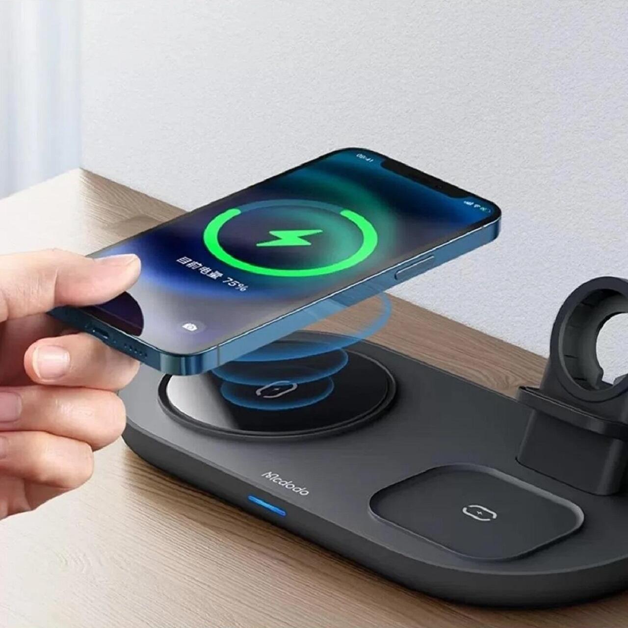 Mcdodo Incarcator Trio Wireless Charging Pad pentru telefon / TWS / Apple Watch, 15W, Negru [1]