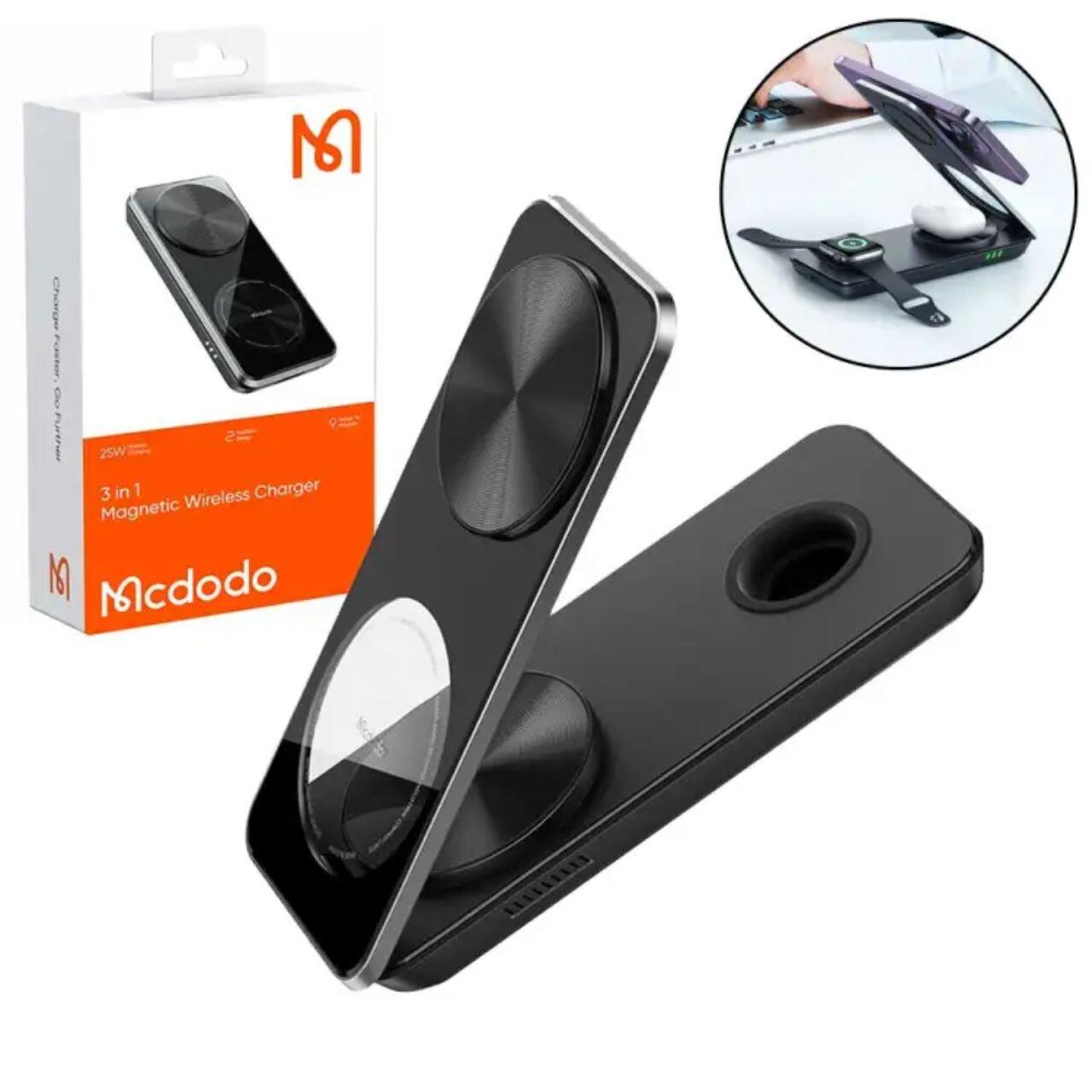 Mcdodo Incarcator Wireless Foldable 3in 1 Mangetic, pentru telefon / TWS / Apple Watch, 15W, Negru [5]