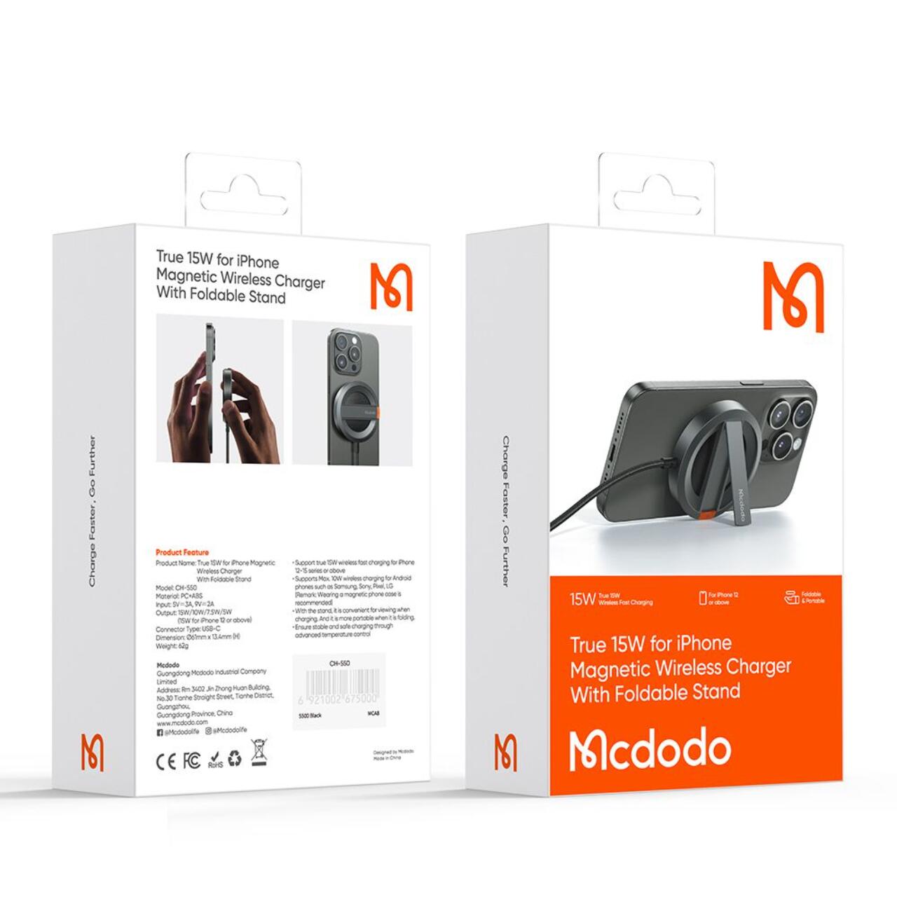 Mcdodo Incarcator wireless Magnetic, Suport, 15W, 1m Gri [9]