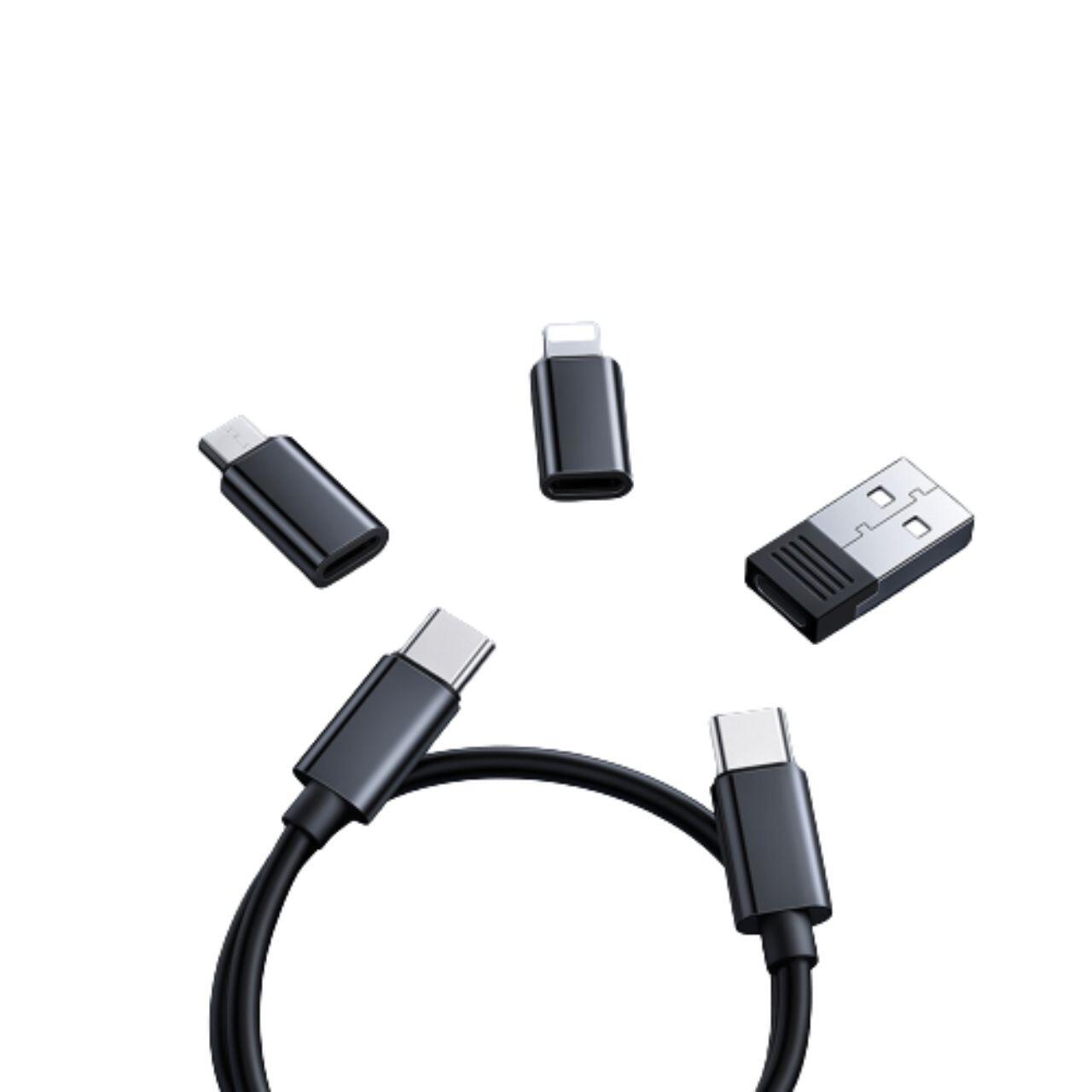 Mcdodo Set de adaptoare si cabluri,1 x carcasa, 3x adaptoare USB-C la Lightning, microUSB, USB, 1x cablu USB-C, 1x card TF, 1x cheie cartela SIM, Negru [1]