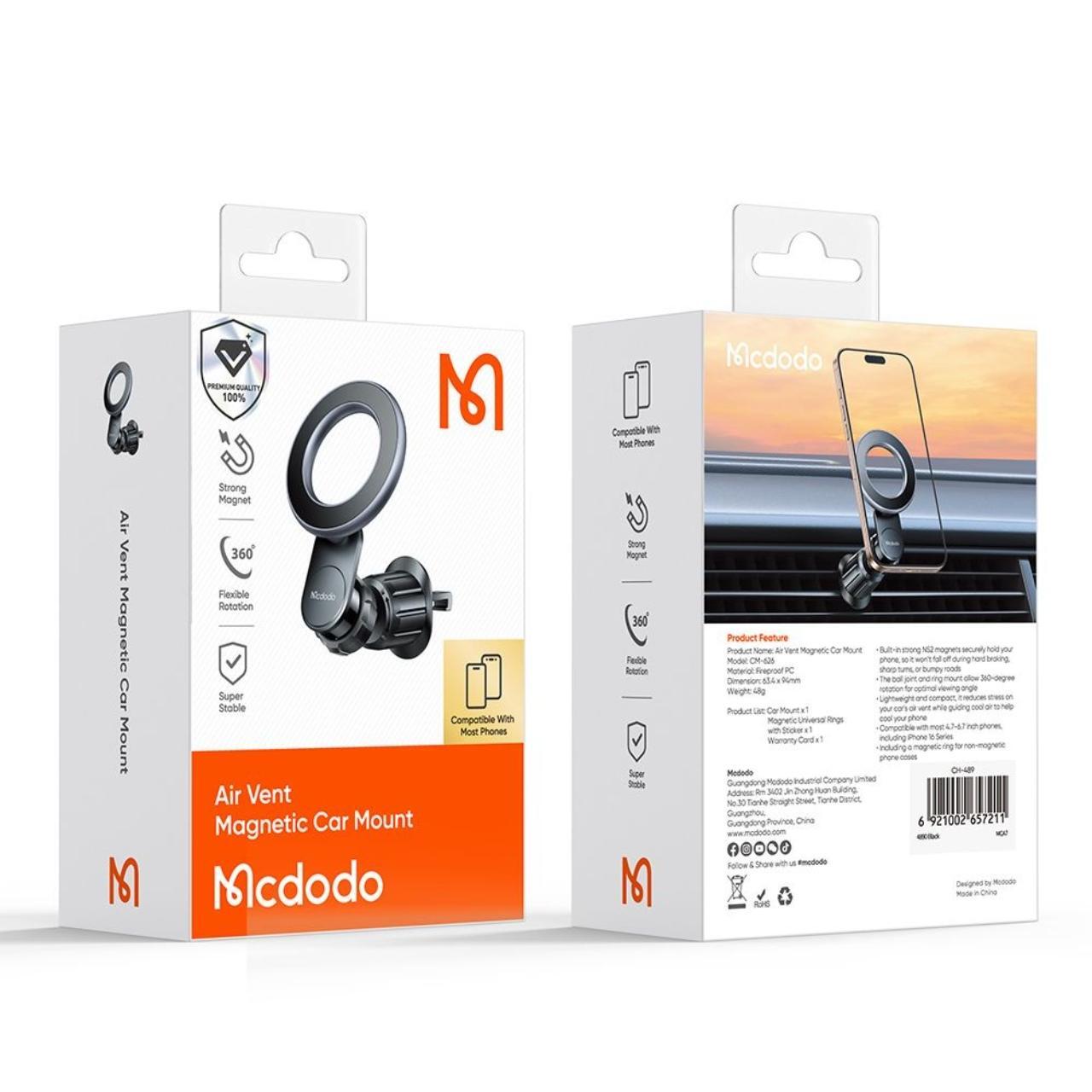 Mcdodo Suport Auto Magnetic prindere la sistemul de ventilatie, rotatie reglabila la 360°, pentru telefoane cu diagonala intre 4.7 - 6.7 inch, Negru [6]