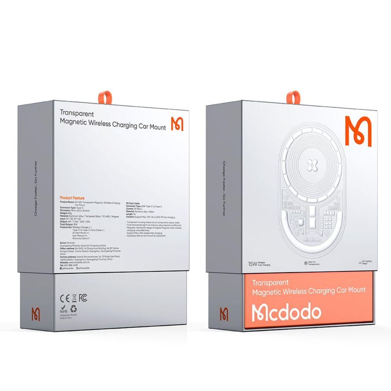 Mcdodo Suport Auto Magnetic Prism Series cu încarcare wireless, MagSafe,15W, prindere la sistemul de ventilatie, Transparent [8]