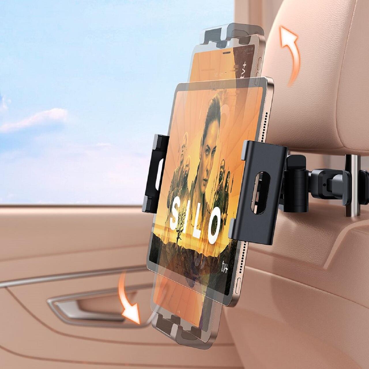 Mcdodo Suport Auto telefon si tableta cu diagonala intre 4.7 si 12.9 inch, rotire la 360 grade, pentru tetiera, Negru [7]