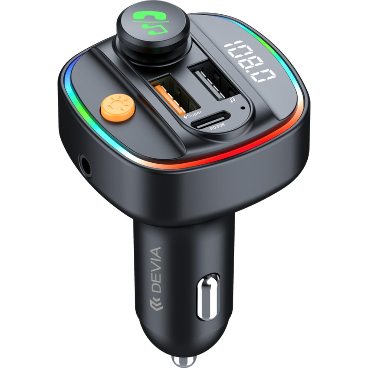 Devia Modulator FM Smart Series Bluetooth PD 30W + Dual USB, MP3, Fast Charger, Negru [4]