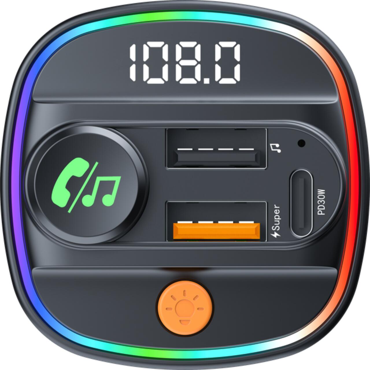 Devia Modulator FM Smart Series Bluetooth PD 30W + Dual USB, MP3, Fast Charger, Negru [2]