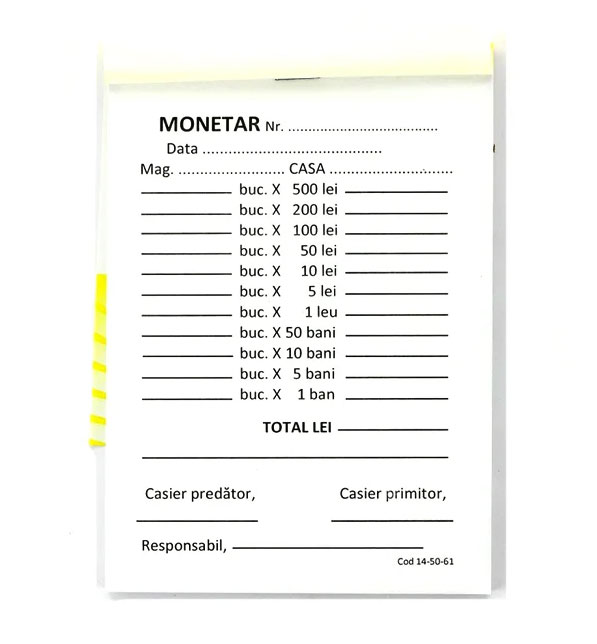 Registre și cuburi de hârtie - Monetar 2 exemplare autocopiativ