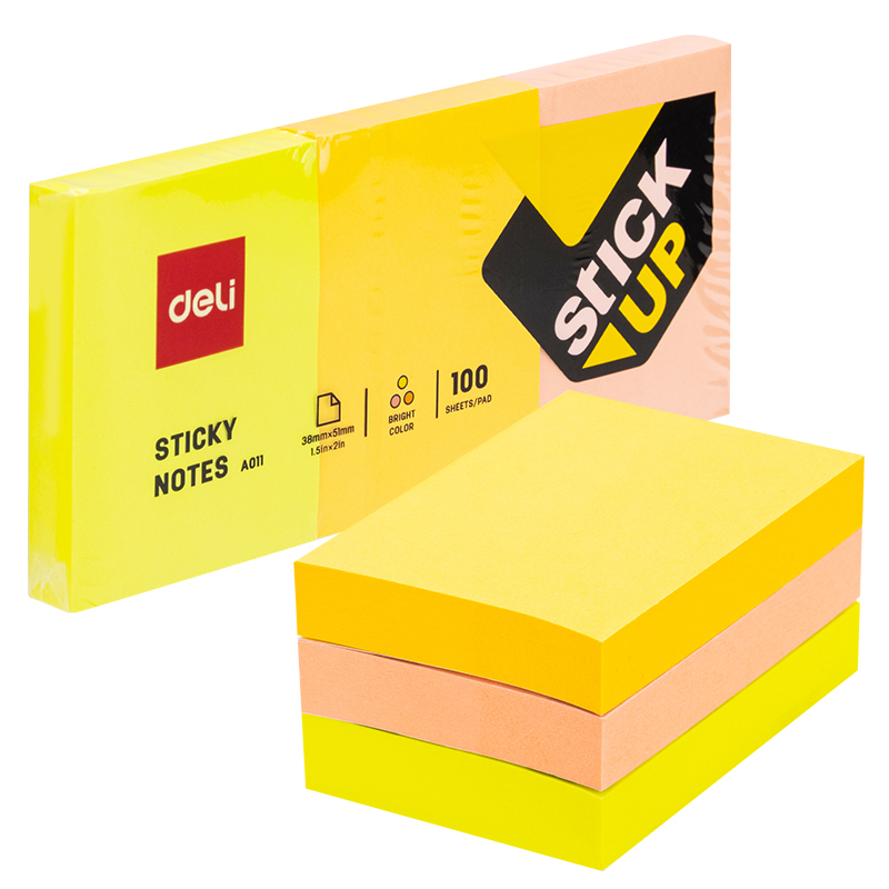 Notesuri adezive - Notes adeziv 3*38*51mm 3 culori 100 file deli