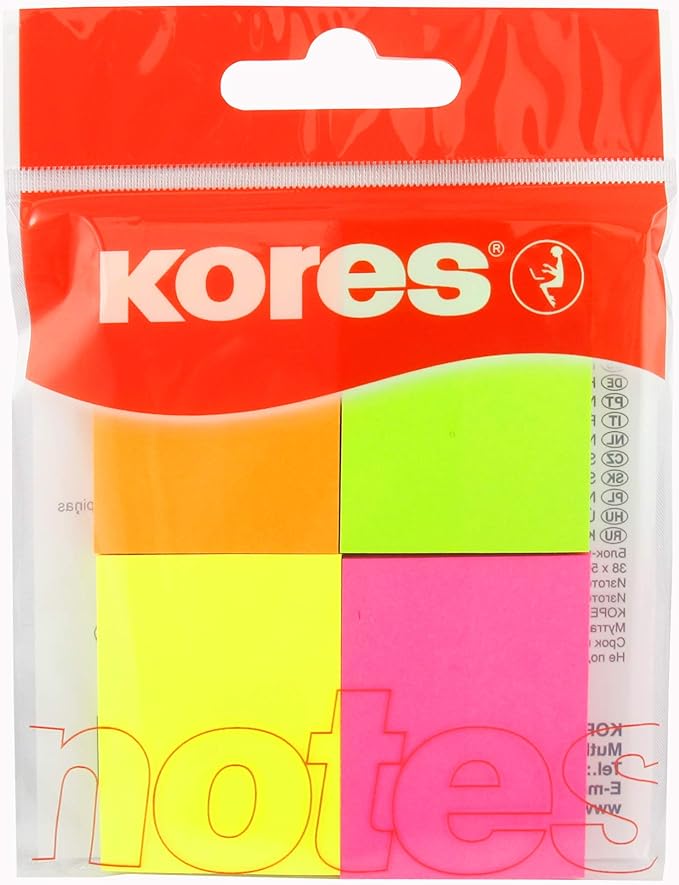 Notesuri adezive - Notes adeziv 40*50mm 4 culori neon*50 file kores