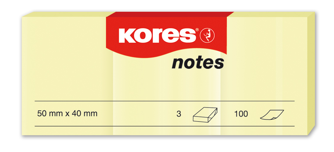 Notesuri adezive - Notes adeziv 40*50mm galben pal 3*100 file kores