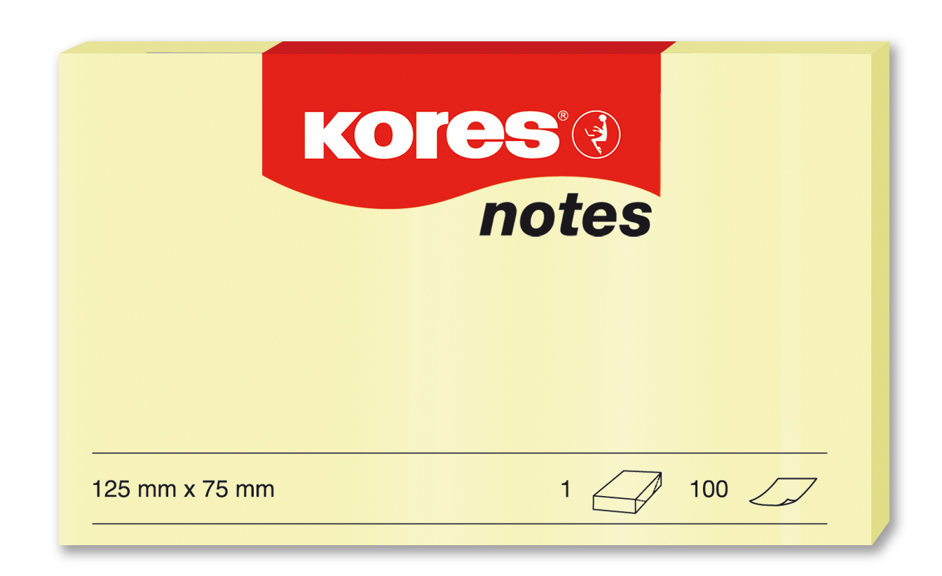 Notesuri adezive - Notes adeziv 75*125mm galben pal 100 file kores