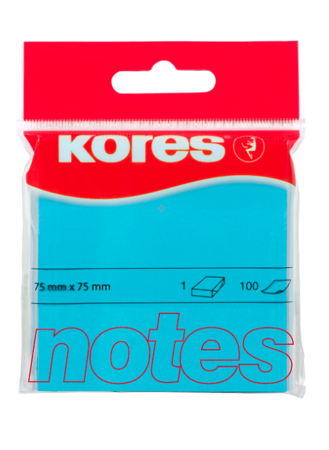 Notesuri adezive - Notes adeziv 75*75mm albastru neon 100 file kores