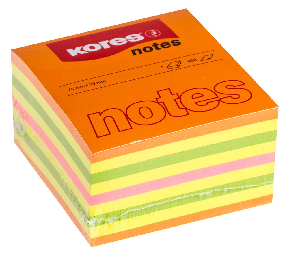Notesuri adezive - Notes adeziv 75*75mm neon mixt summer 450 file kores