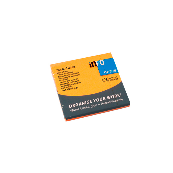 Notesuri adezive - Notes adeziv 75*75mm portocaliu neon 80 file info notes