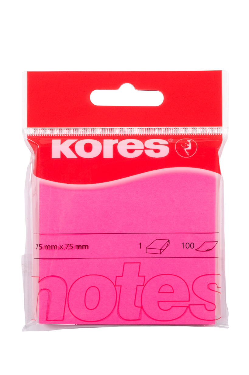 Notesuri adezive - Notes adeziv 75*75mm roz neon 100 file kores