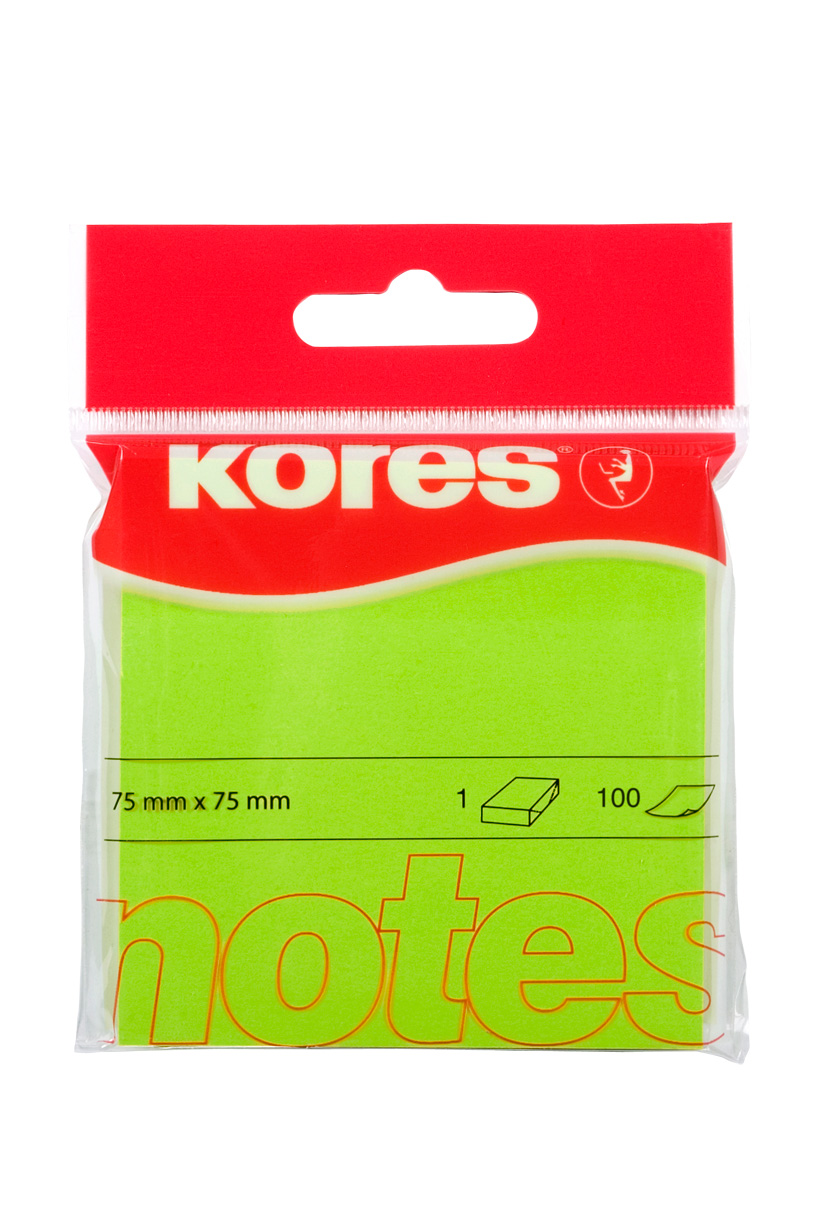 Notesuri adezive - Notes adeziv 75*75mm verde neon 100 file kores