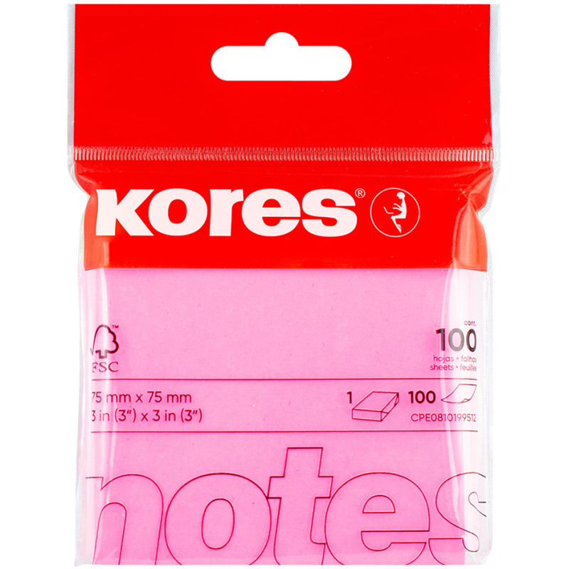 Notesuri adezive - Notes adeziv 75x75mm magenta 100 file kores
