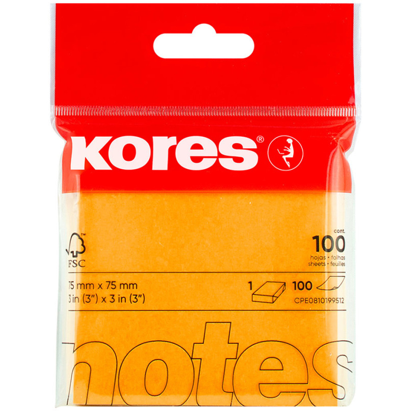 Notesuri adezive - Notes adeziv 75x75mm portocaliu neon 100 file kores