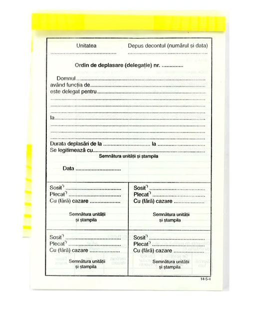 Registre și cuburi de hârtie - Ordin de deplasare a5