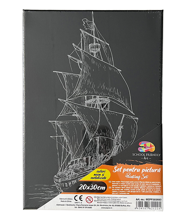 Art & Craft si Artizanat - Panza predesenata pe sasiu neagra 20*30cm corabie sf art pigna