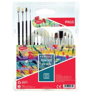 Art & Craft si Artizanat - Pensula set 15 daco pn 15 - paleta acuarela inclusa