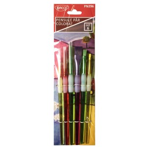 Art & Craft si Artizanat - Pensule set 6 par sintetic colorat daco pn296