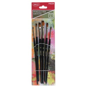 Art & Craft si Artizanat - Pensule set 6 par sintetic drept daco pn226 10 buc