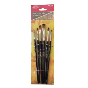 Art & Craft si Artizanat - Pensule set 6 par sintetic oblic daco pn236 10 buc